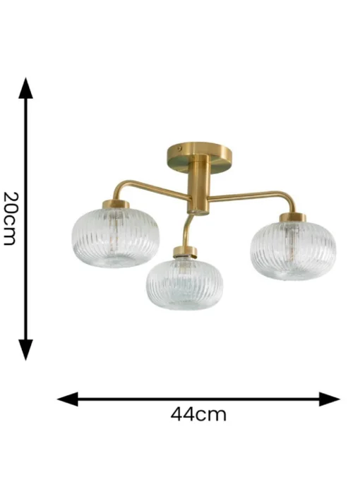 ValueLights Amaia Brushed Gold Semi-Flush Light with Clear Globe Shade - One Size Image 4