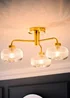 ValueLights Amaia Brushed Gold Semi-Flush Light with Clear Globe Shade - One Size Image 3