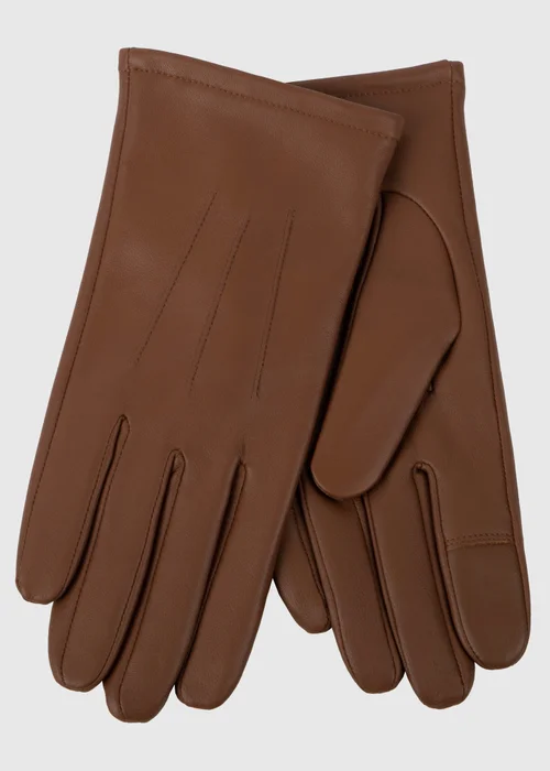 Totes Isotoner Tan Three Point Leather Glove With SmarTouch - S Image 1