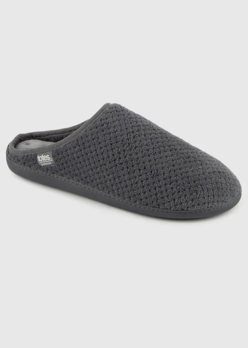 Totes Isotoner Grey Swept Back Popcorn Mule Slipper - 11 Image 3