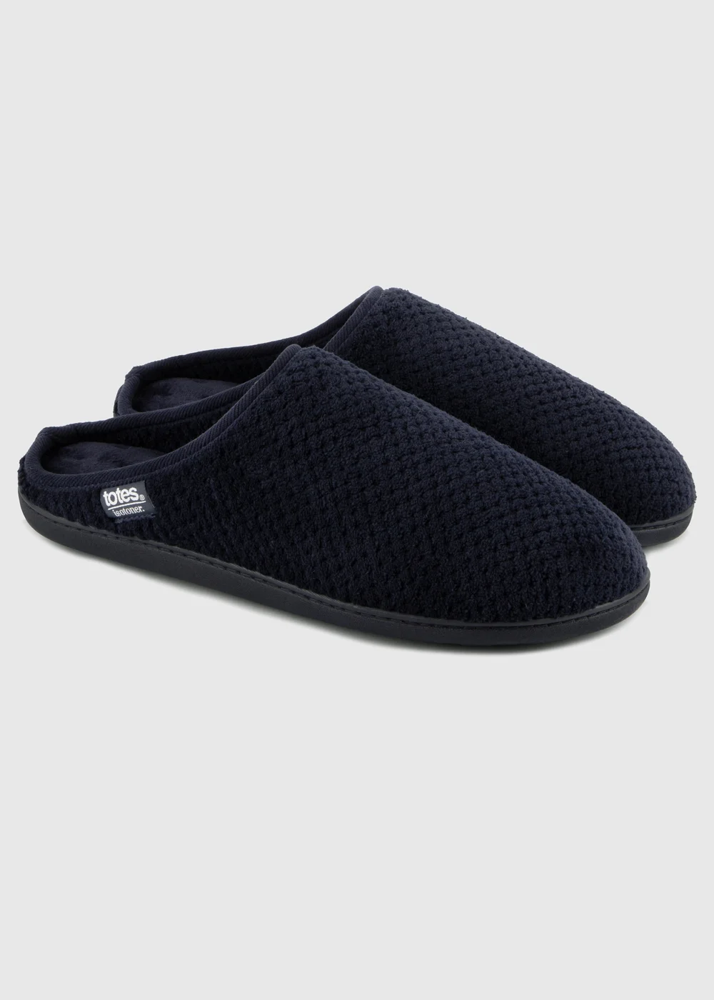 Totes Isotoner Navy Swept Back Popcorn Mule Slipper - Size 8 Image 1