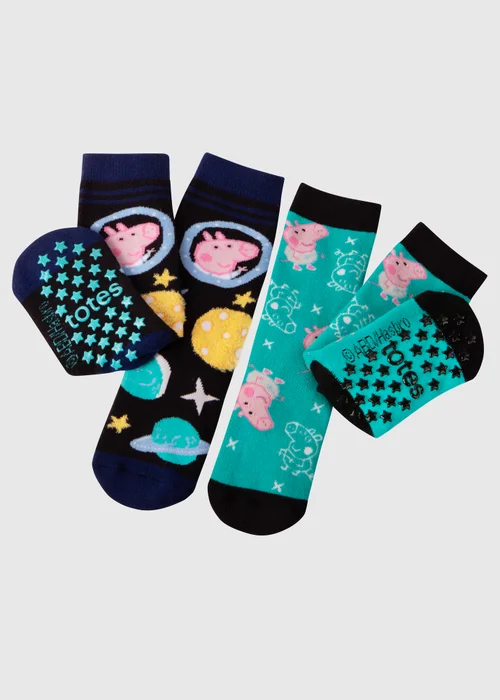 Totes Peppa Pig Childrens Novelty Original Slipper Sock (Twin Pack) - Age 12 - 24 Months Image 1