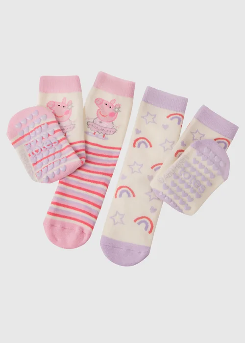 Totes Peppa Pig Childrens Novelty Original Slipper Sock (Twin Pack) - Age 12 - 24 Months Image 1