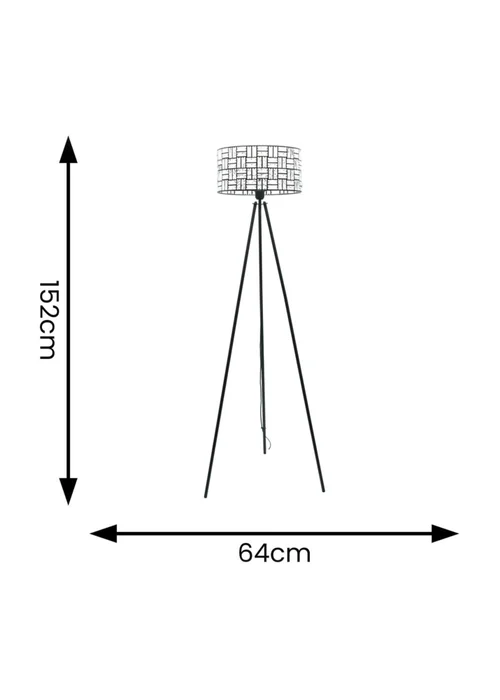 ValueLights Elise Matte Black Floor Lamp with Black Drum Shade - One Size Image 6