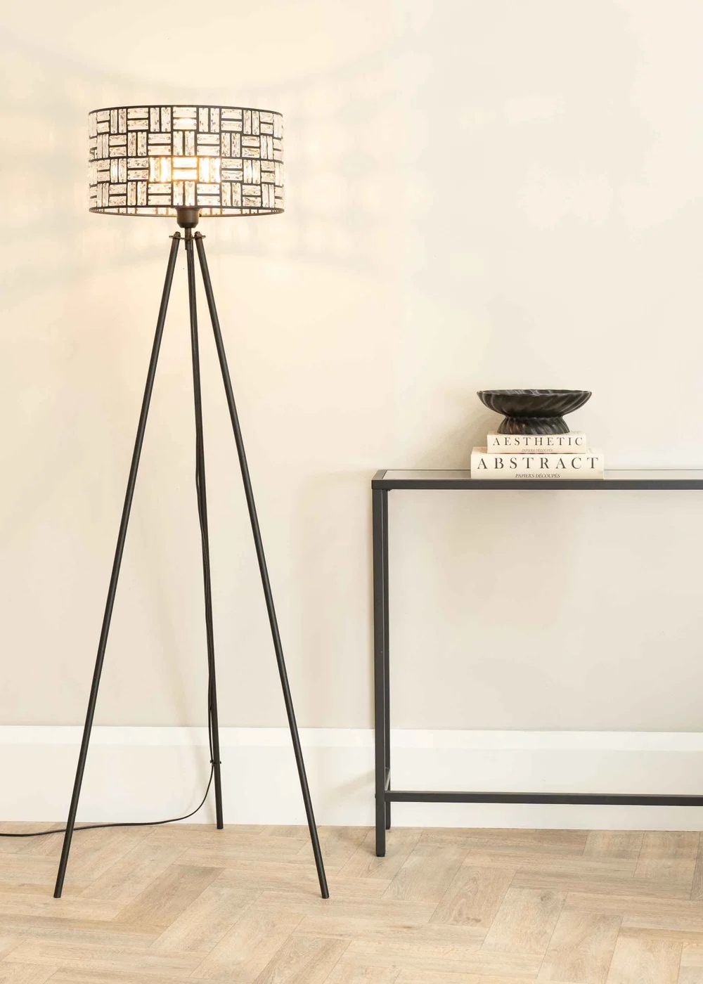 ValueLights Elise Matte Black Floor Lamp with Black Drum Shade - One Size Image 1