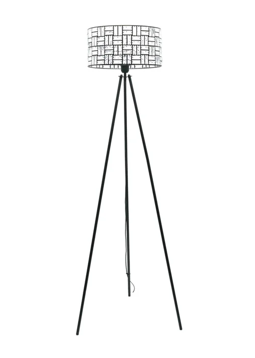 ValueLights Elise Matte Black Floor Lamp with Black Drum Shade - One Size Image 3