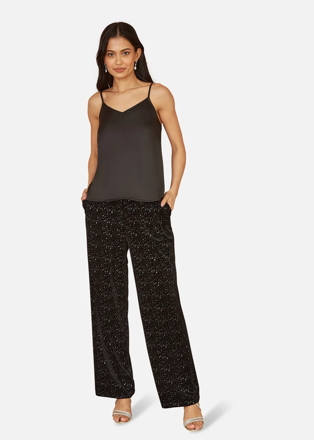 Yumi Black Satin Cami Top - Size 8 Image 1