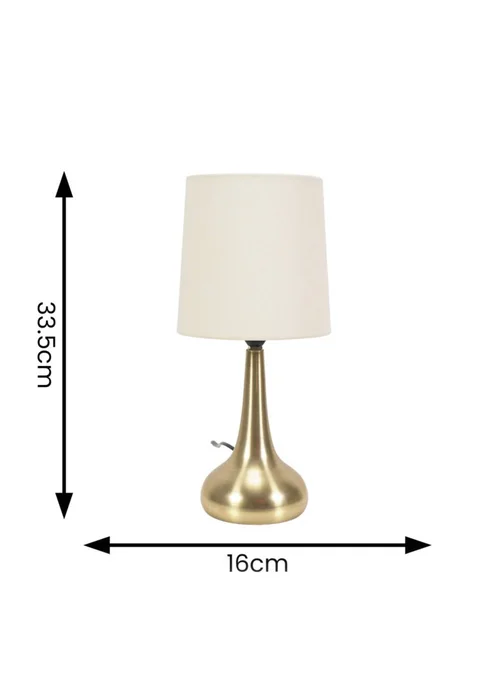 ValueLights Pair of Dimmable Gold Table Lamp with Cream Drum Shade - One Size Image 4