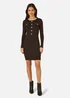 Yumi Black Metallic Military Fitted Knitted Dress - Small Image 1