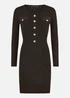 Yumi Black Metallic Military Fitted Knitted Dress - Small Image 3