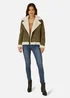 Yumi Green Faux Suede & Shearling Biker Jacket - 14 Image 1