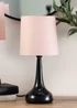 ValueLights Pair of Dimmable Matte Black Table Lamp with Pink Drum Shade - One Size Image 3