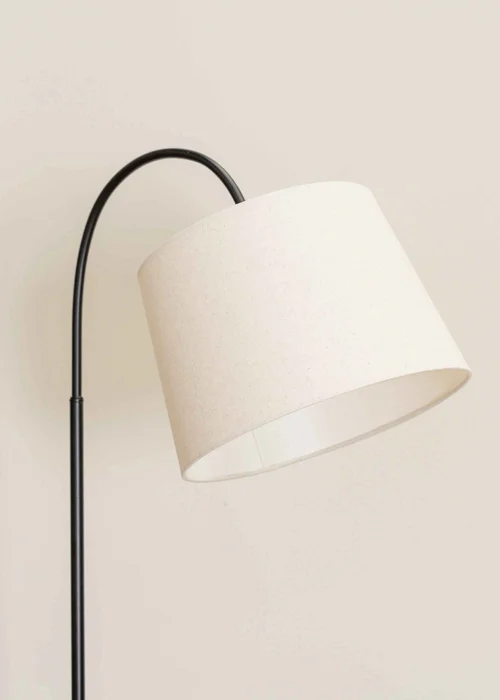 ValueLights Crowther Black Floor Lamp with Small Natural Tapered Shade - One Size Image 4