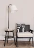 ValueLights Crowther Black Floor Lamp with Small Natural Tapered Shade - One Size Image 2