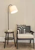 ValueLights Crowther Black Floor Lamp with Small Natural Tapered Shade - One Size Image 1