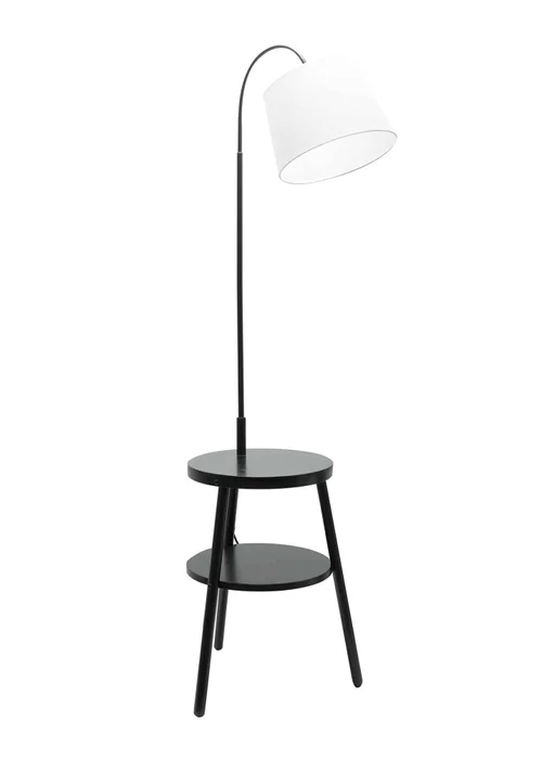 ValueLights Crowther Black Floor Lamp with Small Natural Tapered Shade - One Size Image 3