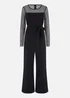 Yumi Black Spot Mesh Stretch Jumpsuit - Size 12 Image 3
