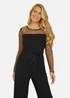 Yumi Black Spot Mesh Stretch Jumpsuit - Size 12 Image 2