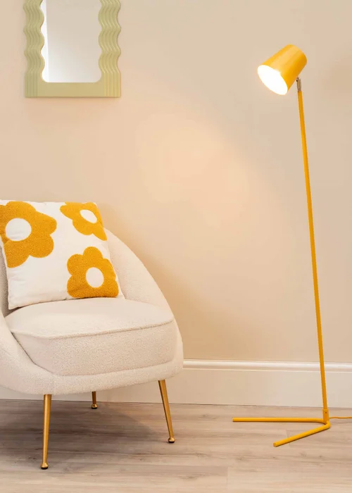 ValueLights Lark Yellow Floor Lamp with Medium Yellow Tapered Shade - One Size Image 3