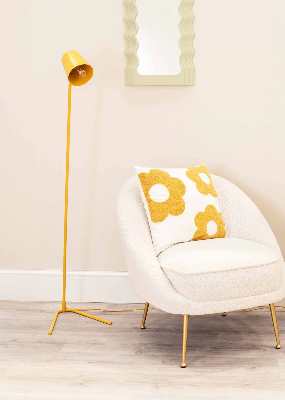 ValueLights Lark Yellow Floor Lamp with Medium Yellow Tapered Shade - One Size Image 1