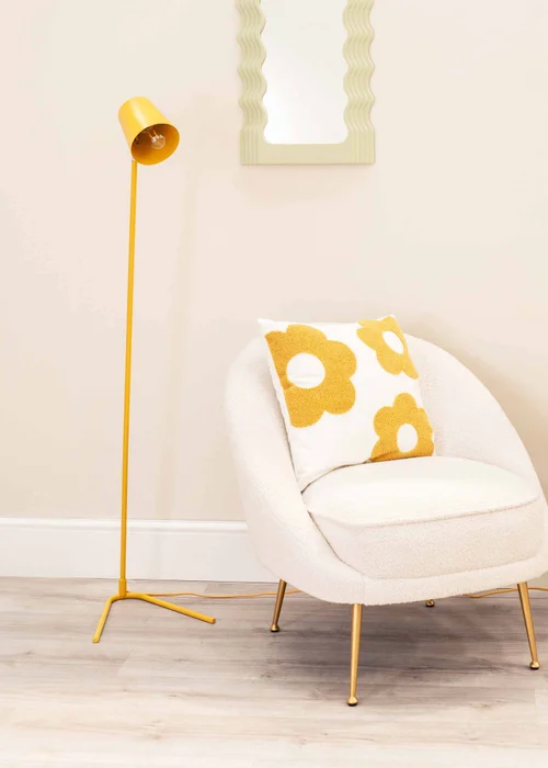 ValueLights Lark Yellow Floor Lamp with Medium Yellow Tapered Shade - One Size Image 1