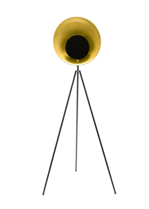 ValueLights Saffy Matte Black Floor Lamp with Gold Shade (150cm x 59cm x 59cm) - One Size Image 2