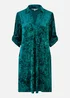 Yumi Green Velvet Tunic Dress With 3/4 Sleeves - 14 Image 3