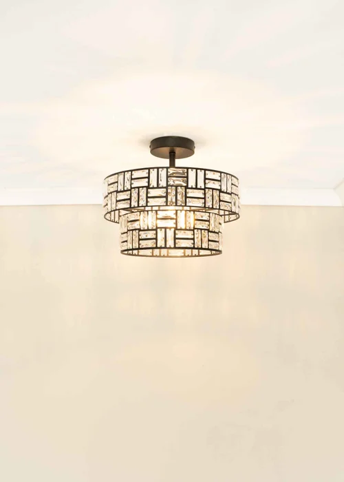 ValueLights Elise Matte Black Pendant Light with Black Tiered Shade - One Size Image 1