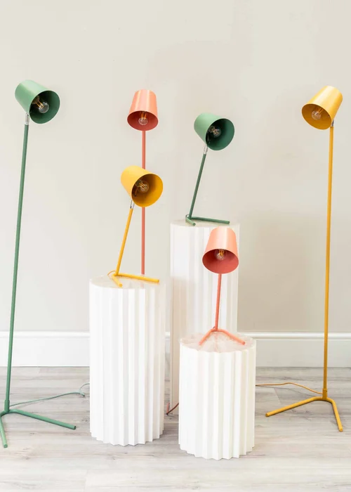 ValueLights Lark Yellow Table Lamp with Yellow Tapered Shade (41cm x 18.5cm x 15cm) - One Size Image 2