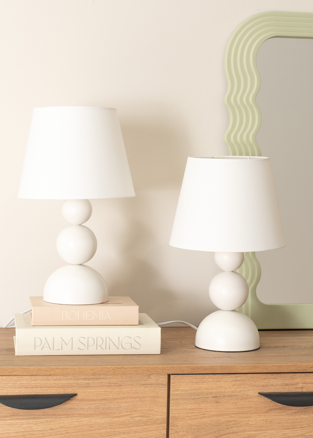 ValueLights Dimmable Gloss Cream Table Lamp with White Tapered Shade - One Size Image 1