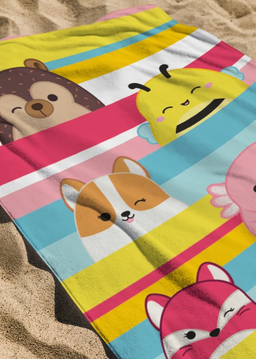 Squishmallows Stripes Beach Pool Bathroom Towel - One Size Image 3