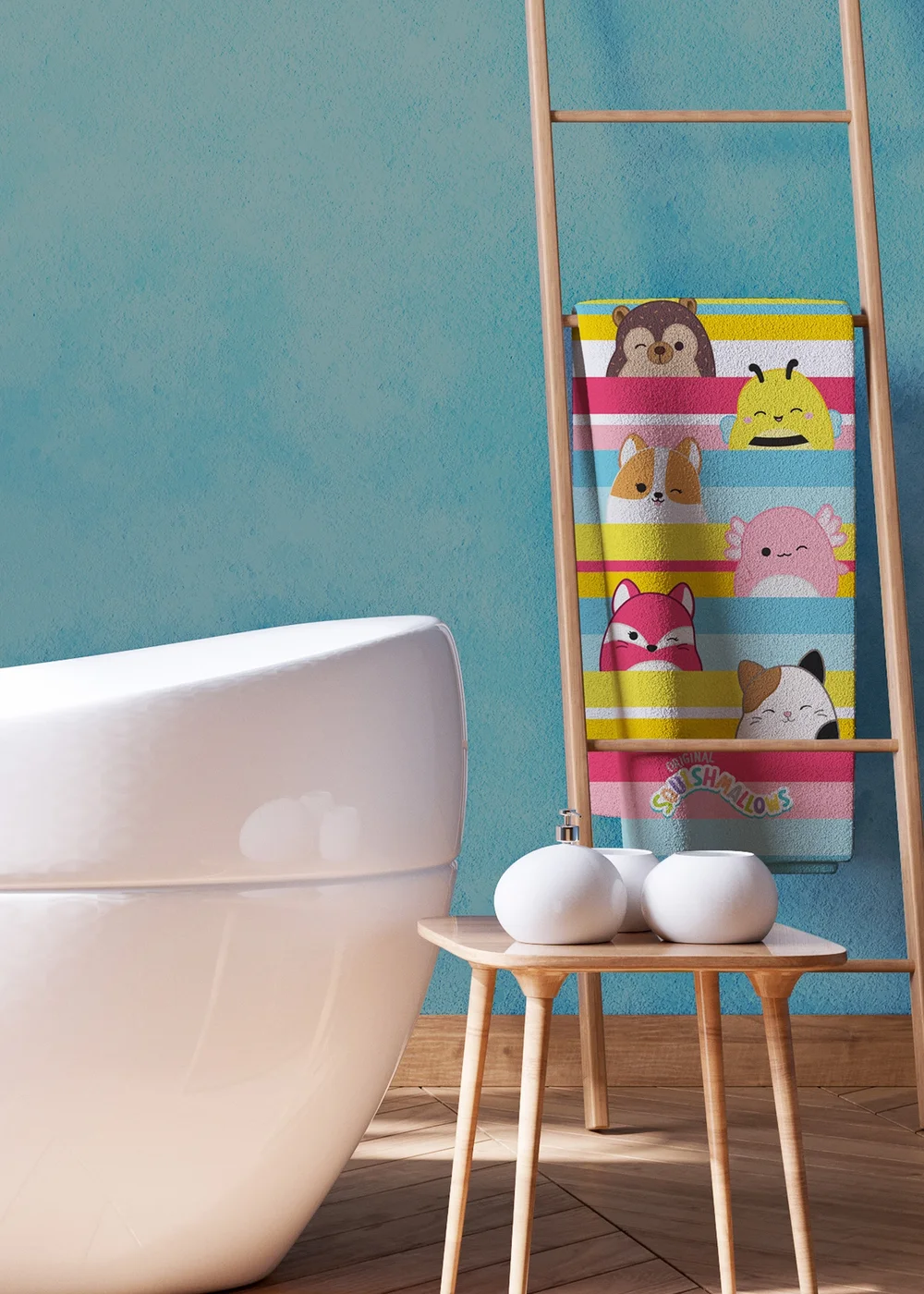 Squishmallows Stripes Beach Pool Bathroom Towel - One Size Image 2