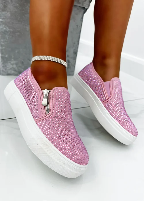 Love Lemonade Pink Crystal Deluxe Zip Pumps Limited Edition Trainers - Size 5 Image 1