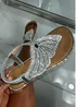 Love Lemonade Silver Crystal Couture Butterfly Sandals - Size 5 Image 1