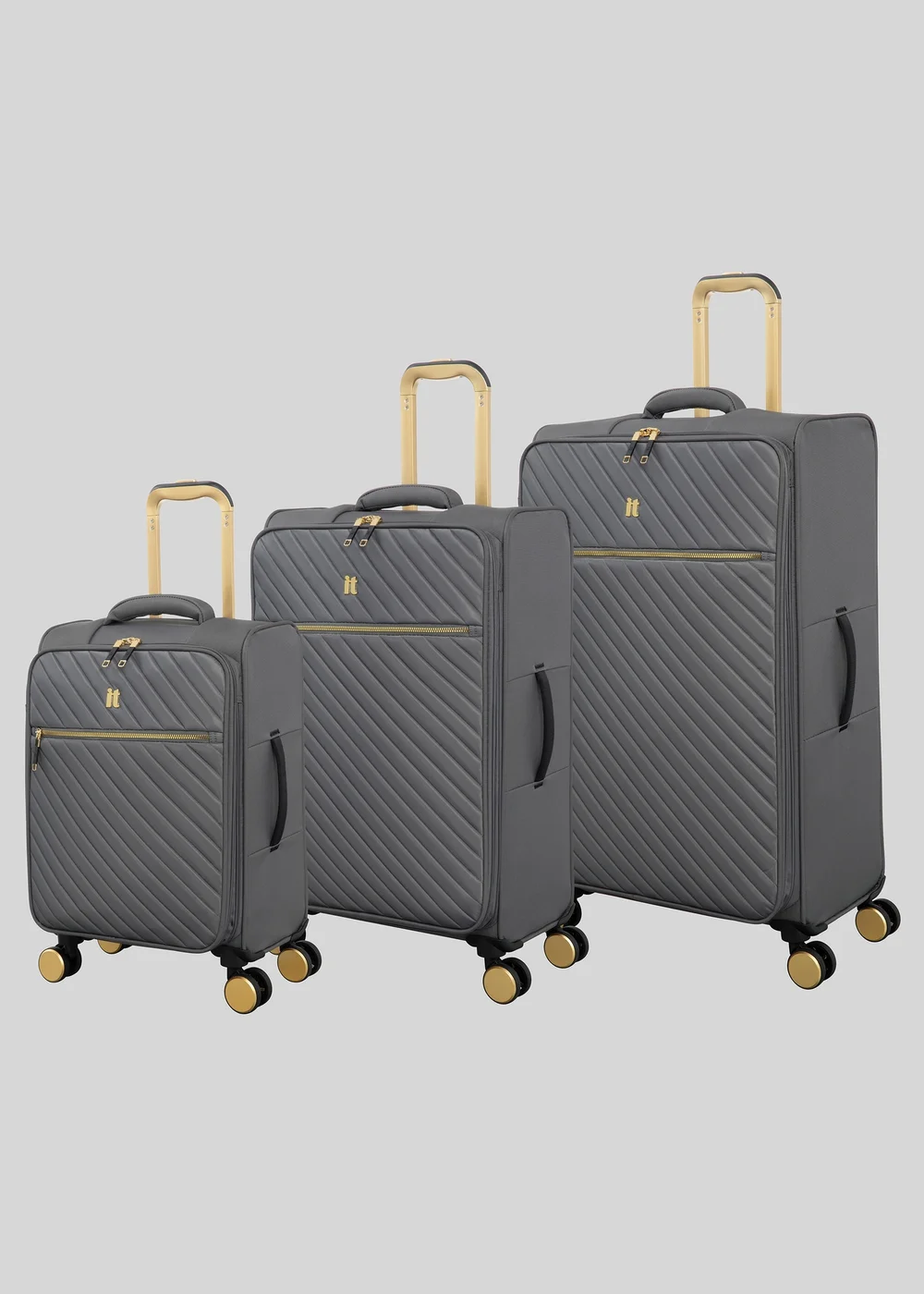 IT Luggage Grey Desirable Soft Suitcase - Medium Image 1