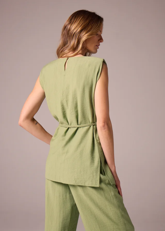 Et Vous Khaki Textured Tunic Blouse