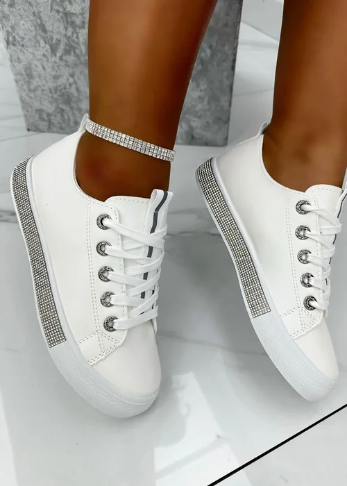 Love Lemonade Silver Crystal Deluxe Trim Trainers - Size 3 Image 2