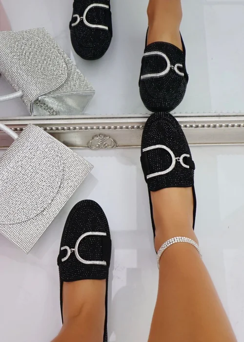 Love Lemonade Black Crystal Imperial Suede Loafers - Size 4 Image 3