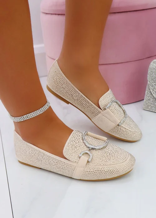 Love Lemonade Beige Crystal Imperial Suede Loafers - Size 3 Image 2