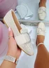 Love Lemonade Beige Crystal Imperial Suede Loafers - Size 3 Image 1