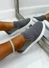 Love Lemonade Grey Crystal Suede Zip Pumps - Size 5 Image 2