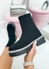 Love Lemonade Black Sparkly Stretch Chunky Sock Boots - Size 7 Image 1