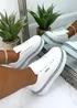 Love Lemonade White Sparkly Wedge Trim Trainers - Size 6 Image 2