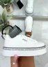Love Lemonade White Sparkly Wedge Trim Trainers - Size 6 Image 1