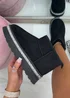 Love Lemonade Black Crystal Trim Platform Snugg Boots - Size 4 Image 2