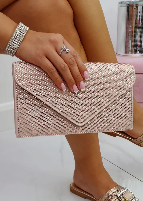 Love Lemonade Nude Crystal Glam Envelope Clutch Bag - One Size Image 1
