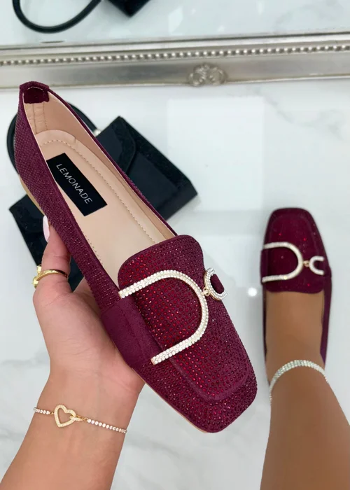 Love Lemonade Burgundy Crystal Imperial Suede Loafers Limited Edition - Size 3 Image 1