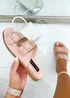 Love Lemonade Pink Crystal Boho Suede Double Buckle Sliders - Size 3 Image 1