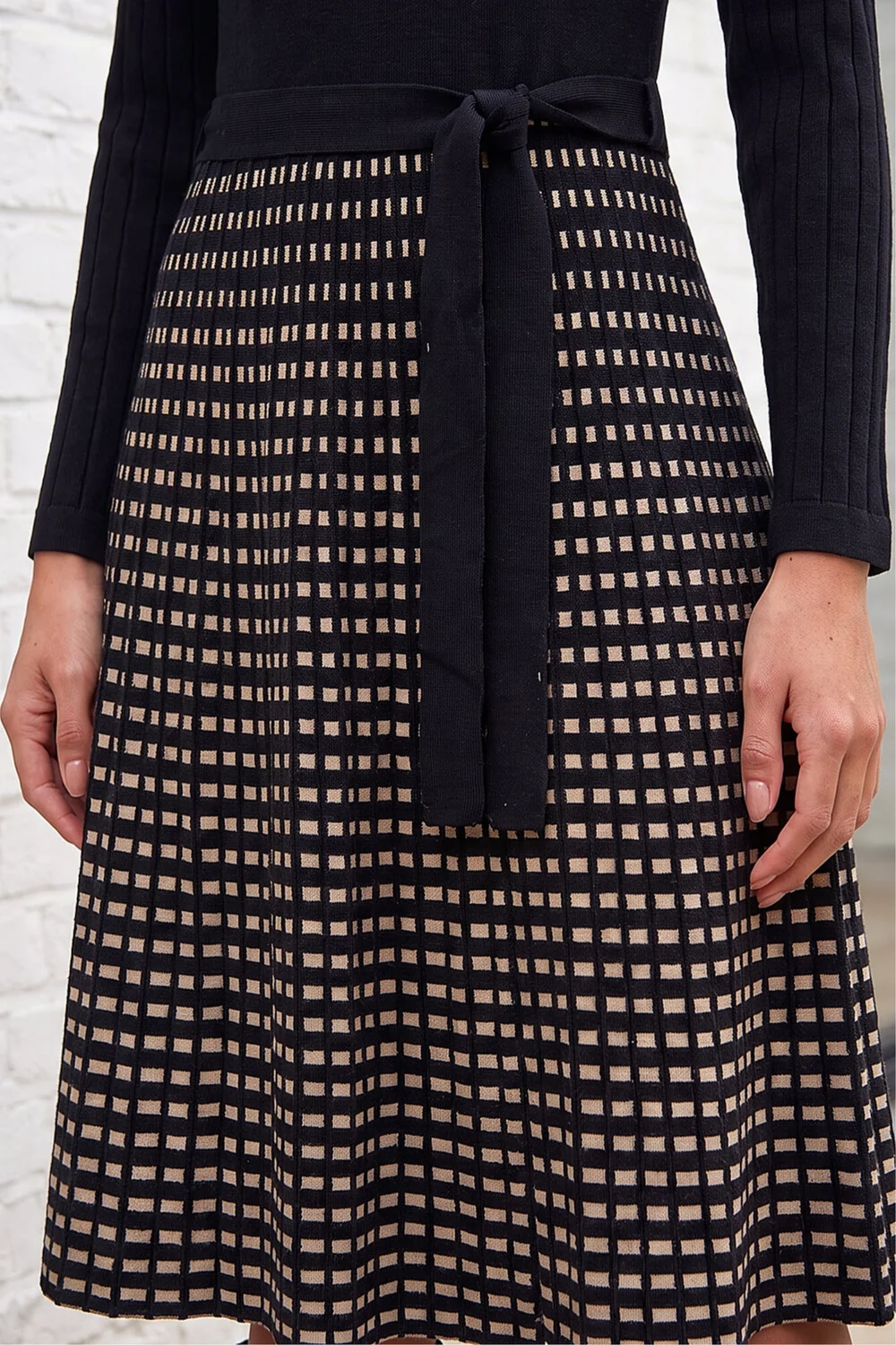 Roman Black Check Print Belted Jumper Dress - 10 Image 4