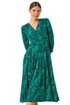 Roman Green Animal Print Mock Wrap Midi Dress - 16 Image 1